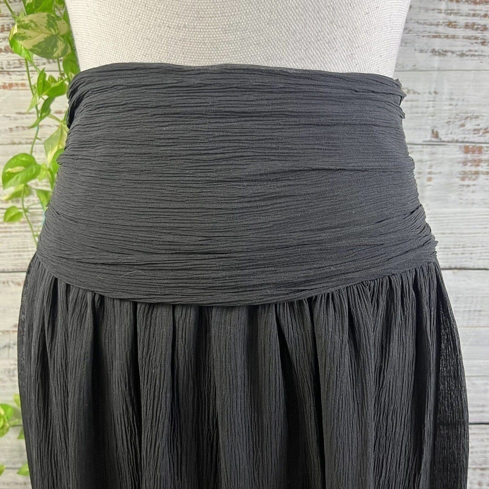 Nygard Skirt size 6 Black Sheer Crinkle Paisley Sequins Knee Full Boho Modest - Picture 4 of 11